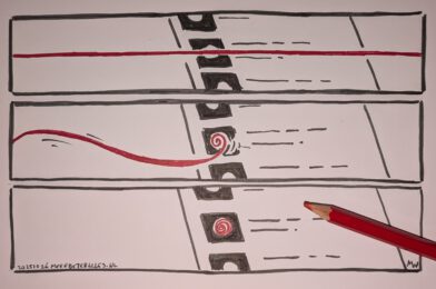 trek de rode lijn door